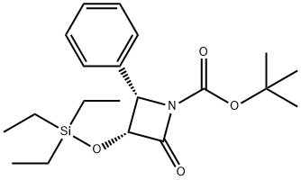 (3R,4S)-tri-bhúitile 2-ocsa-4-feinil-3-(tríeitilsililocsa)asetidine-1-carbocsaláit