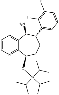 (5S,6S,9R)-6-(2,3-défhluarafheinile)-9-((tríiseapróipilil)ocsa)-6,7,8,9-teitrihidrea-5H-cioclhepta[b]piridin-5-aimín
