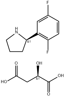 (R)-2-(2,5-défhluarafheinile)piorrolidine (R)-2-hiodrocsaicináit