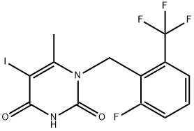 1-[2-fluara-6-(trífhluaramethyl)beinsile]-5-iaid-6-meitilpirimidín-2,4(1H,3H)-dé-ón