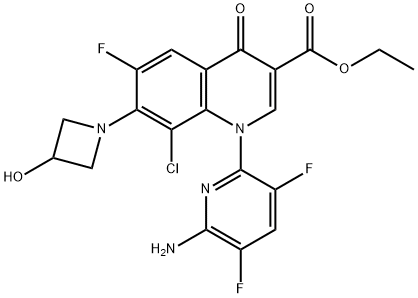 1-(6-Aimín-3,5-difluoro-2-piridinil)-8-clóra-6-fluara-1,4-dé-hidr-7-(3-hiodrocsa-1-azetidinil)-4-ocsa-3- eistear eitile aigéad quinolinecarboxylic