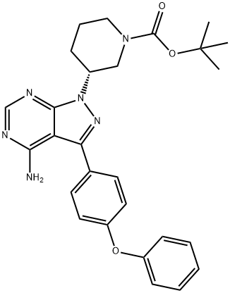 Aigéad 1-Pipeiridinecarbocsaileach, 3-[4-aMino-3-(4-feinocsafheinile)-1H-piorasóil[3,4-d]piriMidin-1-il]-, 1,1-dé-eistear meitiléine, (3R)