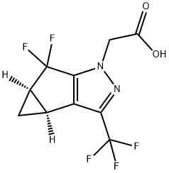 1H- Ciclopropa[3,4]cioclipenta[1,2-c]piorazole-1-aigéad aicéiteach, 5,5-défhluara-3b,4,4a,5-teitrihidrea-3-(trífhluaramethyl)-, (3bS,4aR )-