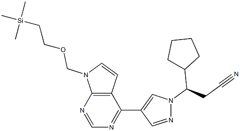 1H-Pirazole-1-própánaitrile, β-cioclpentyl-4-[7-[[2-(trimethylsilyl)ethocsa]meitil]-7H-pioróil[2,3-d]piriMidin-4-il]-, (βR) -