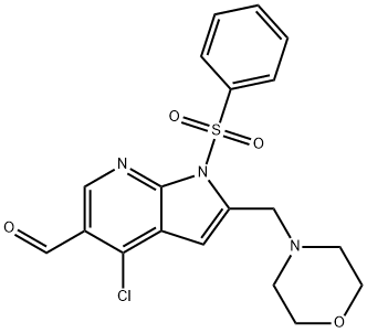 1H- Pirróló[2,3-b]piridín-5-carboxaldehyde, 4-clóra-2-(4-morpholinilmethyl)-1-(feinilsulfóin)-