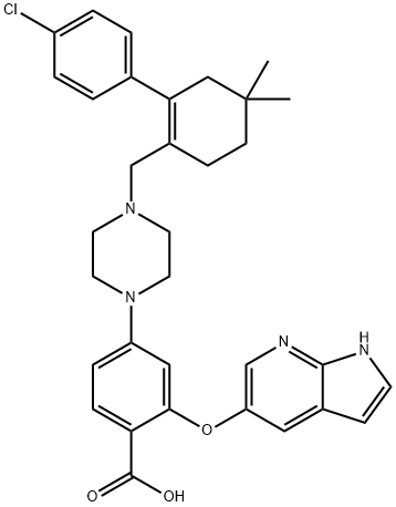 2-[(1H-pioról[2,3-B]piridin-5-il)ocsa]-4-[4-[[2-(4-clórafheinile)-4,4-fáinne démheitil Heics-1-éinil] meitil]piperazin-1-il]aigéad beansóch