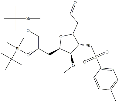 2-((2S,3S,4R,5R)-5-((S)-2,3-bis(tert-butyldimethylsilyloxy)propil)-4-methocsai-3-(tosilmethyl)teitreahidreafuran-2-il)aicéitealdéad