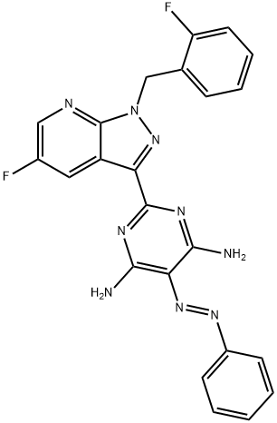 2-[5-fluara-1-(2-fluaraibeinsil)-1H-piorasól[3,4-b]piridin-3-il]-5-[(E)-feinildiazenil]pirimidín-4,6-dé-aimín
