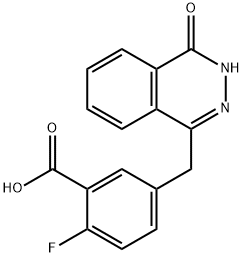 Aigéad beansóch 2-fluara-5-((4-oxo-3,4-déhidraftalazin-1-il)Meitile)