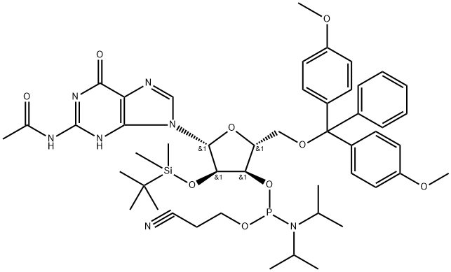 2'-O-[(teirt-bhúitile)démheitilsil]-N-aicéitilguanósín-3'- (2-cyanoethyl-N,N-dé-iseapróipil)fosfaraimít