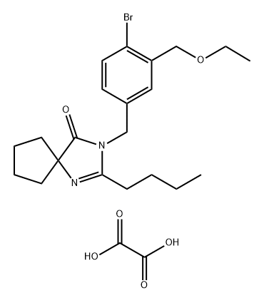 3-(4-bróma-3-(eitocsaimeitil)beinsile)-2-búitile-1,3-diazaspiro[4.4]neamh-1-en-4-a haon,eatánaidéatáit (1:2)