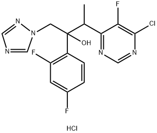 Hidreaclóiríd bútán-2-ol 3-(6-Clóra-5-fluaraipirimidin-4-il)-2-(2,4-défhluarafheinile)-1-(1H-1,2,4-triazol-1-il)
