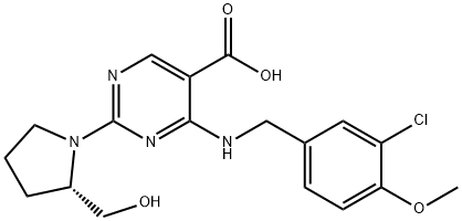 Aigéad 5-Pirimídín charbocsaileacha, 4-[[(3-clóra-4-Meitocsaifeinil)Meitil]aMino]-2-[(2S)-2-(hiodrocsaimeitil)-1-pirrolidinil]-