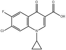Aigéad 7-Chloro-1-cioclpróipil-6-fluara-1,4-déhidr-4-oxoquinoline-3-carbocsaileacha
