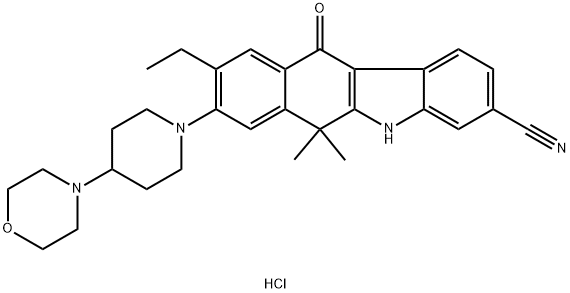 9-eitil-6,6-démheitil-8-(4-Morpholinopiperidin-1-il)-11-oxo-5a,6,11,11a-tetrahidrea-5H-beinsi[b]hidreaclóiríd carbazole-3-carbónitrile