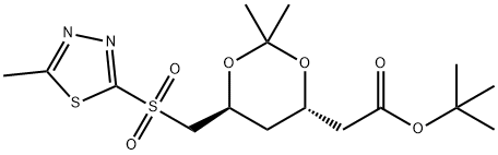 Aigéad D-erytra-heicseanach, 2,4,6-trídeocsa-3,5-O-(1-meitileitiléine)-6-[(5-meitil-1,3,4-thiiadiazol-2-il)sulfónail]- , eistear 1,1-démheitileitile