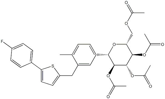 D-Glucitol, 1,5-ainhidr-1-C-[3-[[5-(4-fluarafeinil)-2-thienil]Meitil]-4-Meitilfeinil]-, teitrea-aicéatáit, (1S)- (9CI)