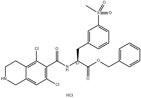 L-Feiniolalainín, N-[(5,7-déchlóra-1,2,3,4-teitrihidrea-6-isocuinolinil)carbóinil]-3-(meitilsulfóin)-, eistear feinilmheitile, hidreaclóiríd (1:1)