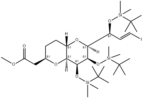 Meitil 2-((2R,4aS,6S,7R,8S,8aS)-7,8-bis((tert-butyldimethylsilyl)oxy)-6-((S,E)-1-((tert-butyldimethylsilyl)oxy )-3-iodóilil)octahydropyrano[3,2-b]piran-2-il)aicéatáit