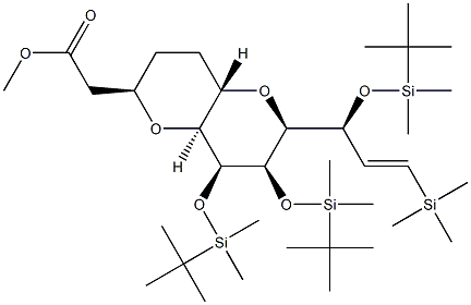 meitile 2-((2R,4aS,6S,7R,8S,8aS)-7,8- bis((tert-butyldimethylsilyl)oxy)-6-((S,E)-1- ((tert-butyldimethylsilyl)oxy )-3- (trímheitilsil)ailil)octahydropyrano [3,2- b]piran-2-il)aicéatáit