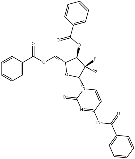 Meitil-, 3',5'-débenzoate, (2'R)Cítínín, N-beinsile-2'-déocsa-2'-fluara-2'-