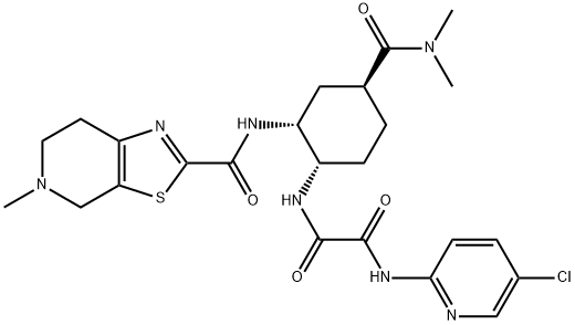 N-(5-Clóraidin-2-il)-N'-[(1S,2R,4S)-4-[(démheitilaimín)carbóinil]-2-[[(5-meitil-4,5,6,7- teitrihidreacanna[5,4-c]piridín-2-il)carbóinil]aimín]ciocliheicsil]eatánaidiamíd