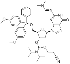 N4-(DIMETHYLAMINO)METHYLENE)-5'-O-(DIMETHOXYTRITYL)-2'-DEOXYGUANOSINE-3'-N,N-DEISOPROPYL (CIANOETHYL) FOSPÓRAMIDÍT